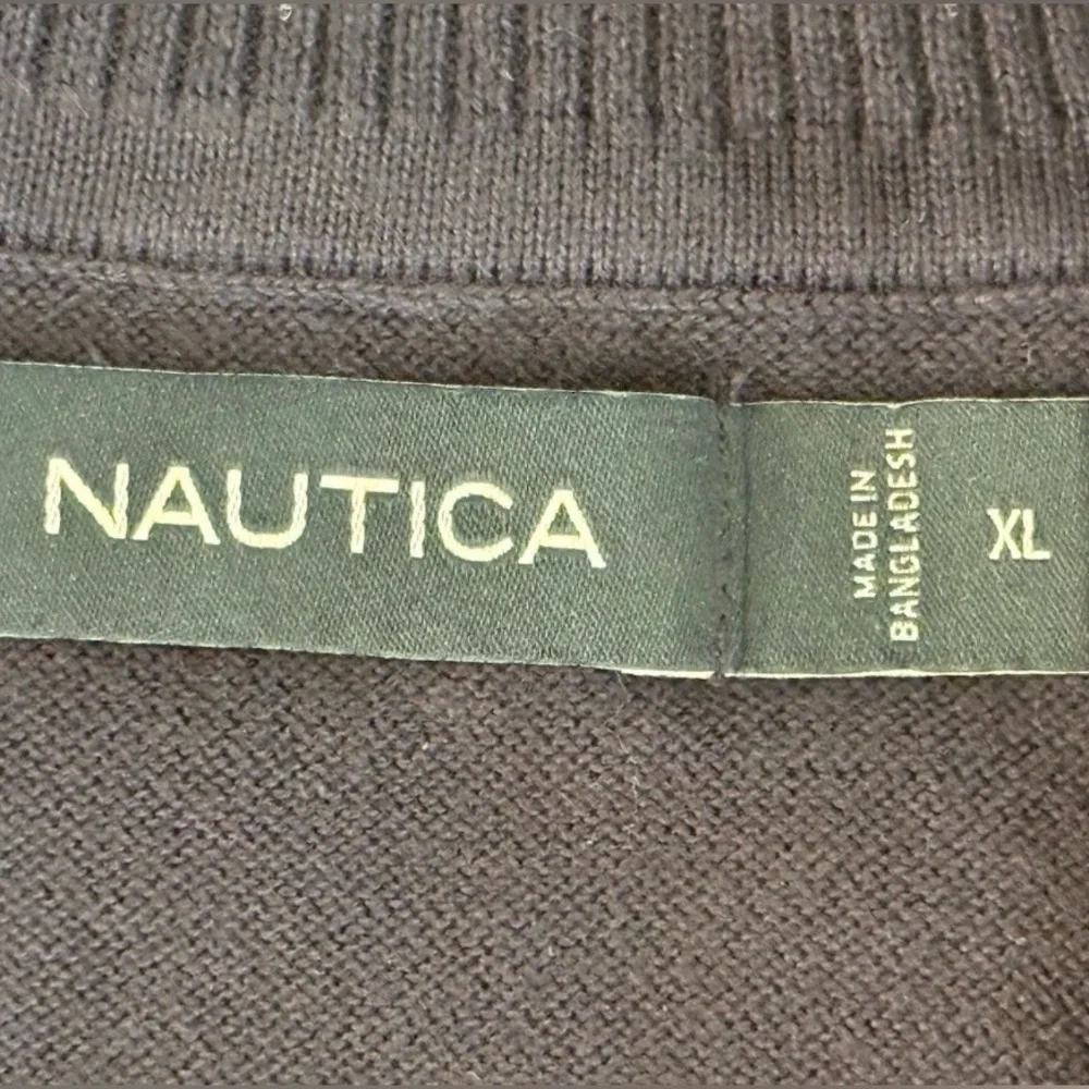 Nautica Men's XL Quarter Zip Sweater Navy Long Sleeves Mock Neck Pull Over Top